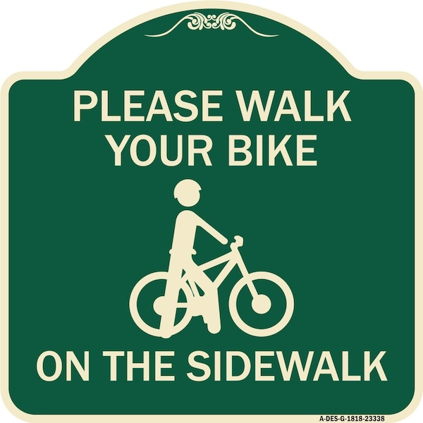 Signmission Pavement Stencil Please Walk Your Bike on Sidewalk Heavy-Gauge Alum Sign, 18" x 18", G-1818-23338 A-DES-G-1818-23338 - main